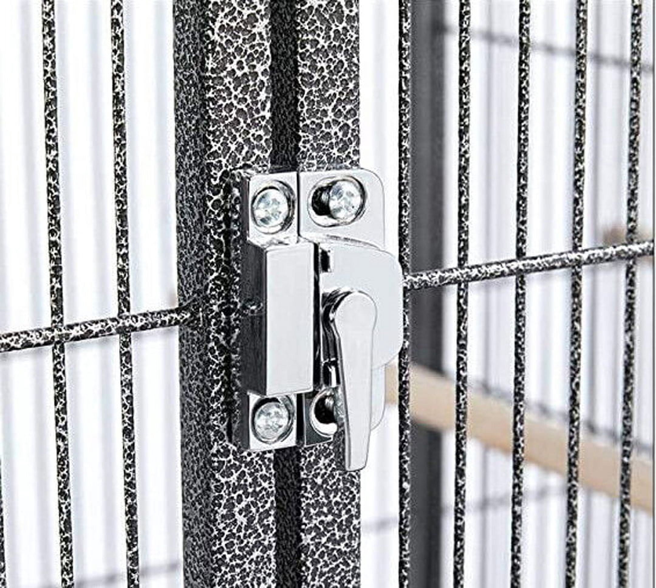 Large Elegant Wrought Iron Play Perch Stand Ladder Ground Top Bird Parrot Rolling Metal Cage, Include Stainless Feed Cups Natural Wooden Stand Perch Seed Guard