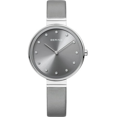 Bering Women's Quartz Stainless Steel/Grey Fabric, Leather Watch 12034-609