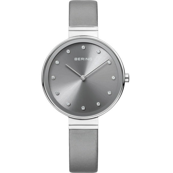 Bering Women's Quartz Stainless Steel/Grey Fabric, Leather Watch 12034-609