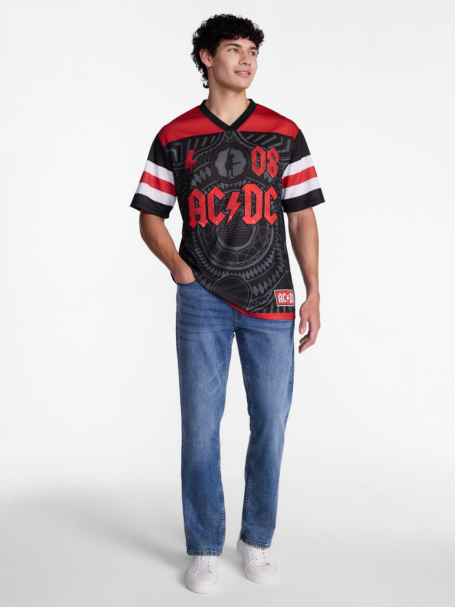 AC/DC Men's and Big Men's Graphic Mesh Soccer Jersey, Sizes XS-5XL