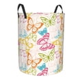 thumbnail image 2 of Daiia Retro Colorful Butterfly Round Laundry Basket with Handles Thickened Waterproof Circular hamper,Dirty Clothes Storage Basket for Bedroom,Bathroom,College Dorm-Medium, 2 of 8