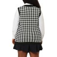 thumbnail image 3 of Unique Bargains Juniors' Plus Size Houndstooth Vest V Neck Loose Knitted Sweaters 2X Black White, 3 of 7