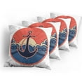 thumbnail image 5 of Ambesonne Nautical Throw Pillow Cover 4 Pack, Sea Waves at Sunset, 18", Red Blue Yellow, 5 of 7