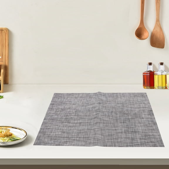 Phenofice Grey Woven Non- Placemat, Washable Table Mat for Dining Room and Kitchen