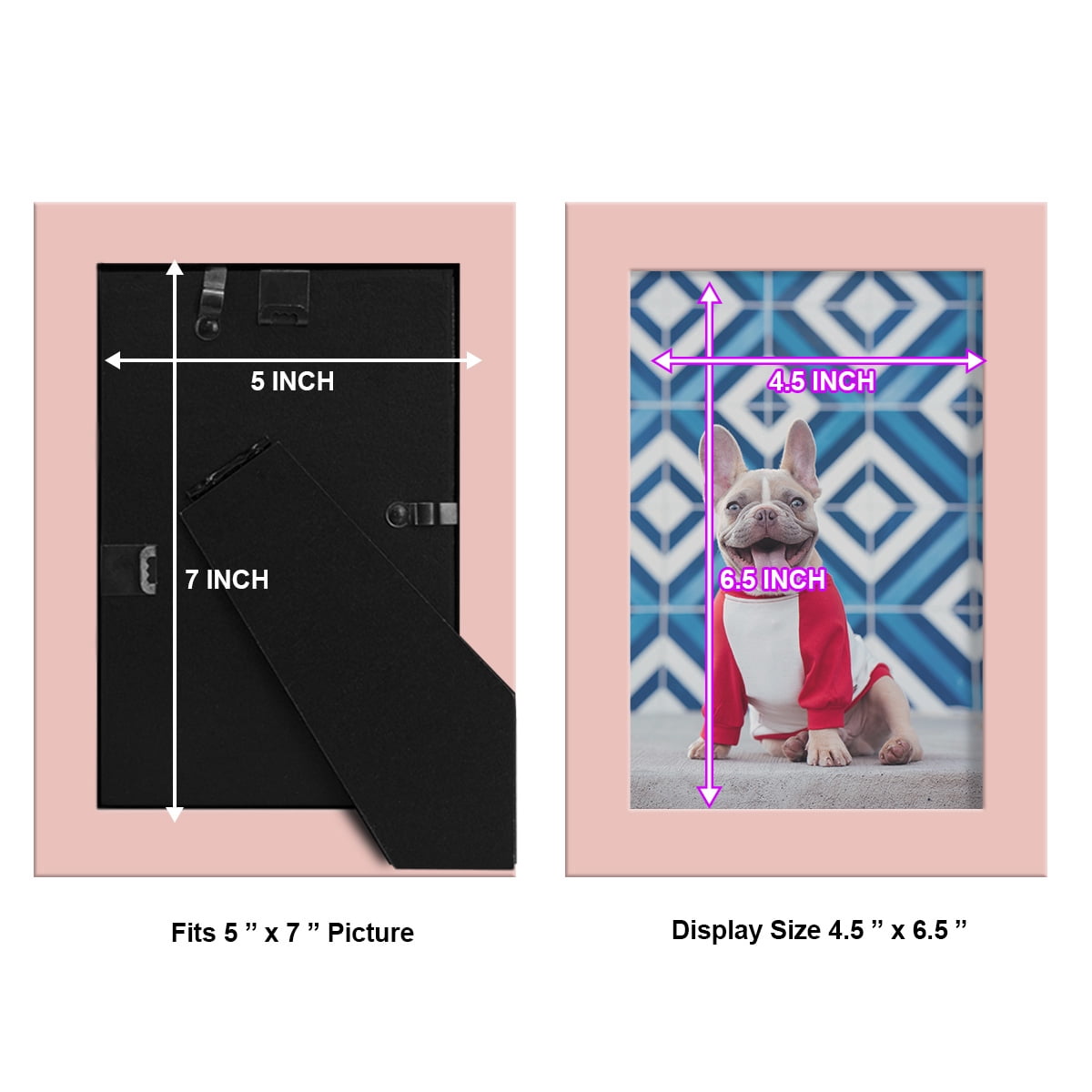 Modern 5 in. x 7 in. Pink Picture Frame (Set of 4)