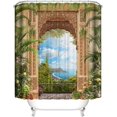 thumbnail image 3 of 4Pcs Pillar Shower Curtain Sets, Rome Garden Waterproof Shower Curtain Sets for Bathroom with Non Slip Rugs, Toilet Cover and Bath Mat, 12 Plastic Hooks (Pillar), 3 of 6