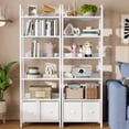 thumbnail image 5 of Satifur 6 Tier White Modern Storage Shelf, Multifunctional Bookcase with 2 Removable Drawers, Adjustable Feet for Restroom, Living Room, 5 of 9