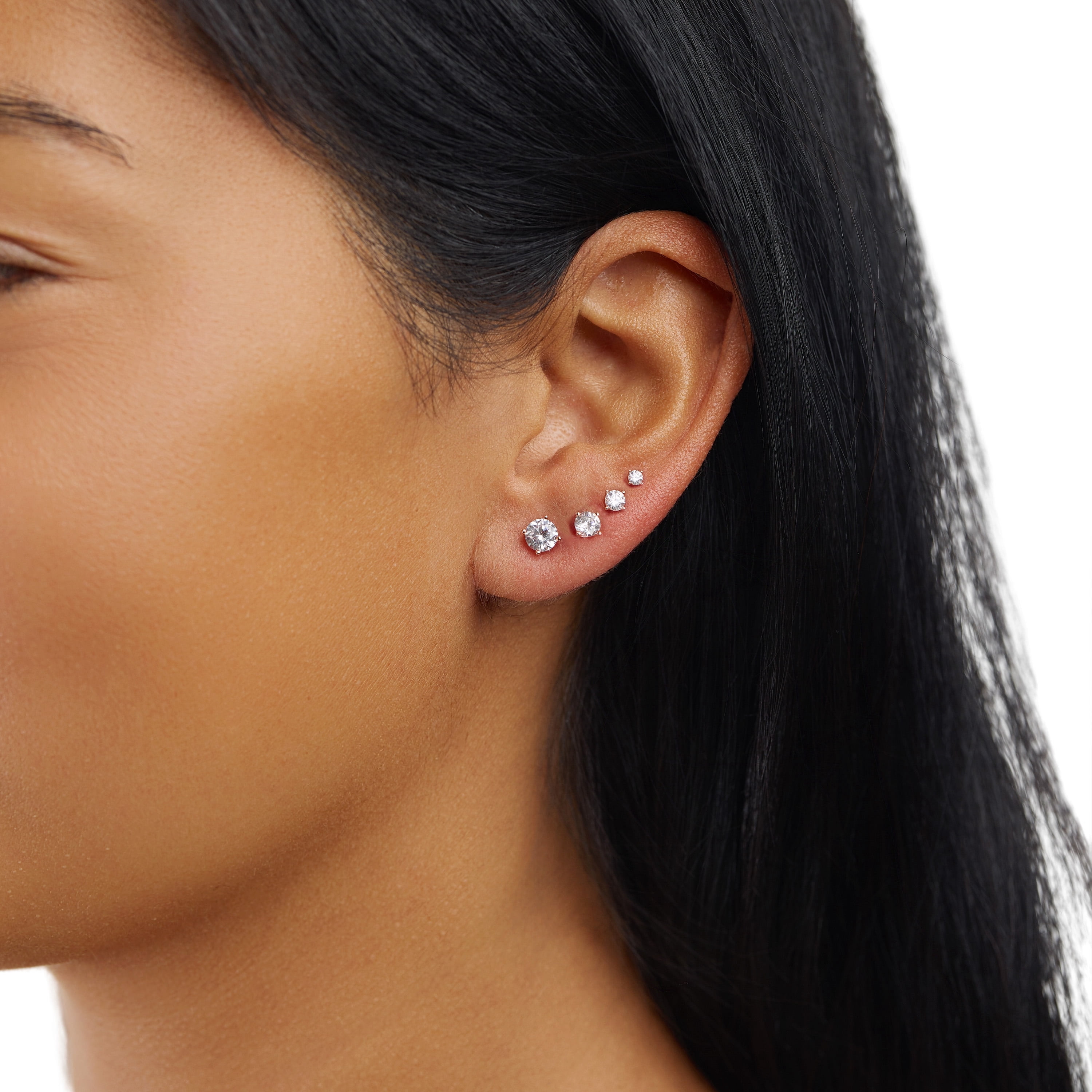 Marisol & Poppy Cubic Zirconia 4-Pair Stud Earrings Set in Rose Gold over Sterling Silver for Women & Teens