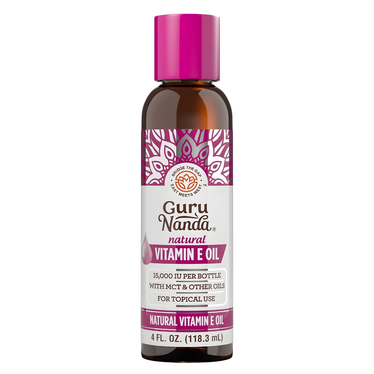 GuruNanda Natural Vitamin E Oil with MCT, 15,000 IU, Skin, Nails & Hair, 4 fl oz