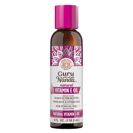 GuruNanda Natural Vitamin E Oil with MCT - 15,000 IU for Moisture for Skin, Nails & Hair - 4 fl oz