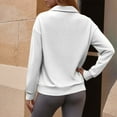 thumbnail image 3 of Fiaer,Waffle Half Zip Pullovers for Women,Womens Long Sleeve V Neck Plus Size Lapel Collared Casual Sweatshirts with Pocket White XL, 3 of 9