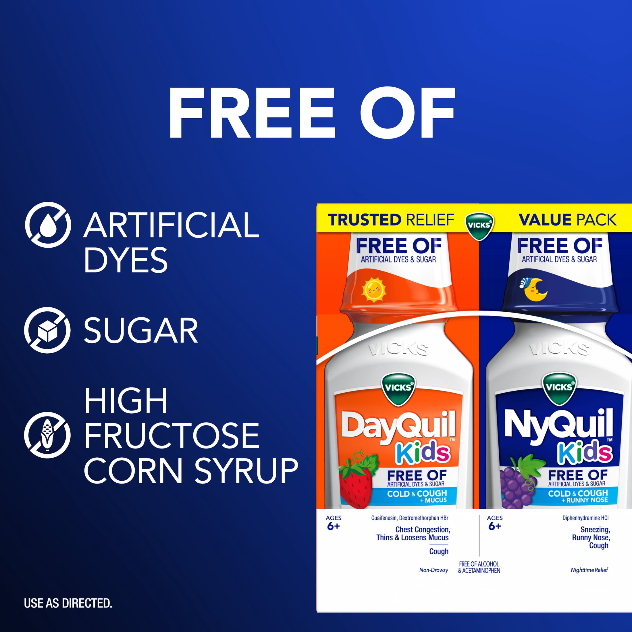 Vicks DayQuil and NyQuil Kids Cold & Cough Syrup, Children's Cold Medicine, 2x6 fl oz