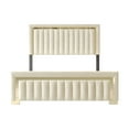 thumbnail image 6 of Home Design Olathe Full Upholstered Panel Bed Frame with Channel-Tufted Headboard and Gold Acrylic Strip Accents, Beige, Easy Assembly, 6 of 11
