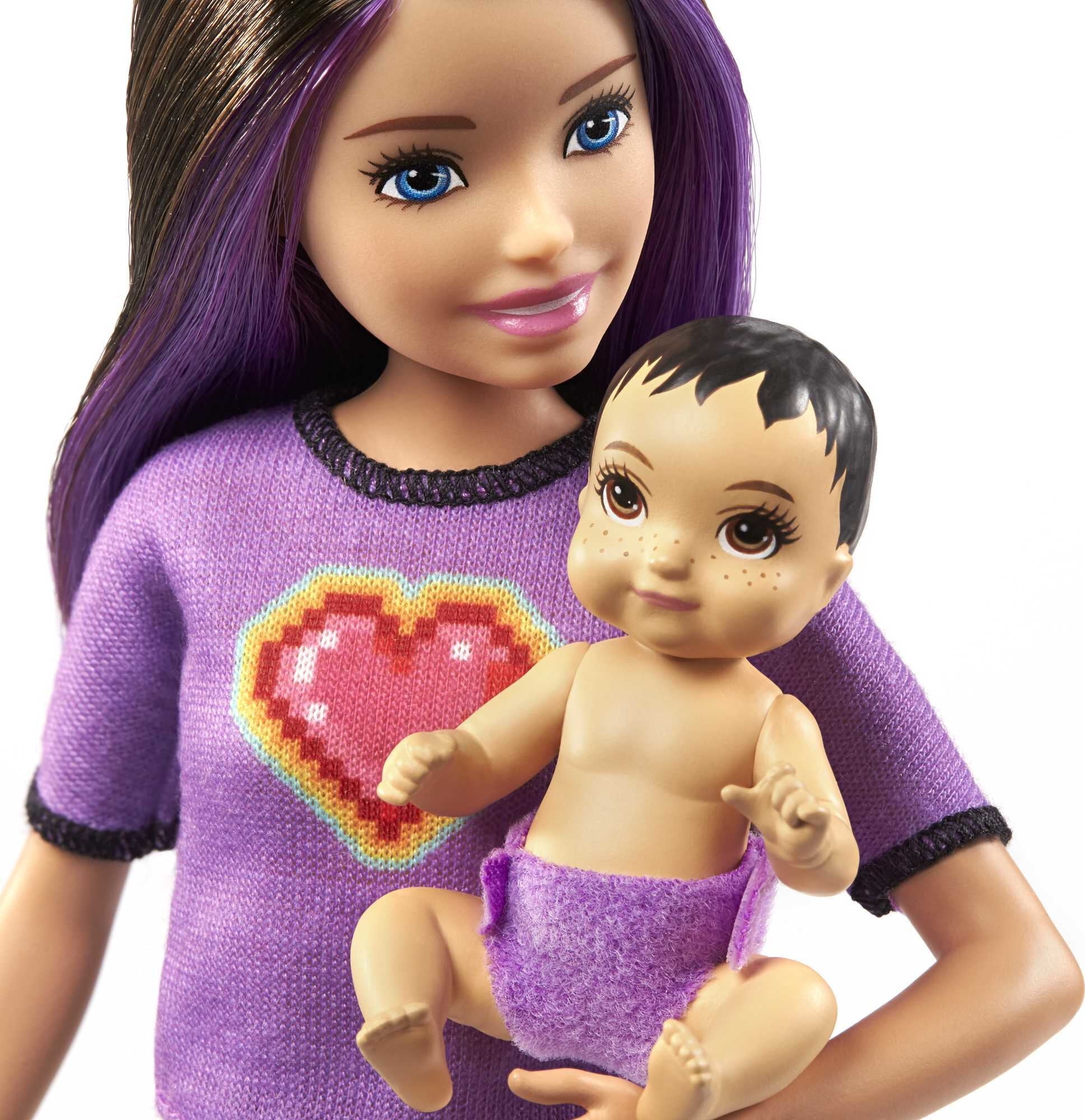 Barbie Skipper Babysitters Inc Set with Skipper Doll in Checked Skirt, Baby Doll & 4 Themed Pieces