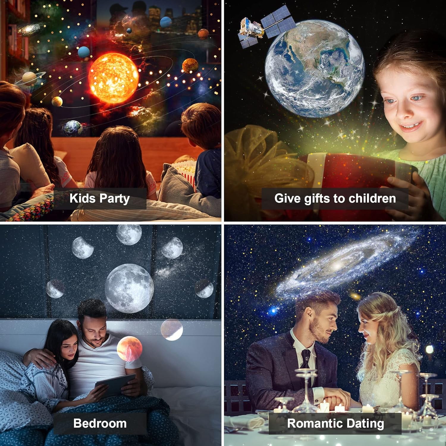 Planetarium Star Projector,Galaxy Projector, Realistic Starry Sky Night Light with 12 Film Discs, Solar System Constellation Moon for Kids Bedroom Ceiling Home Living Room Decor Birthday Gifts