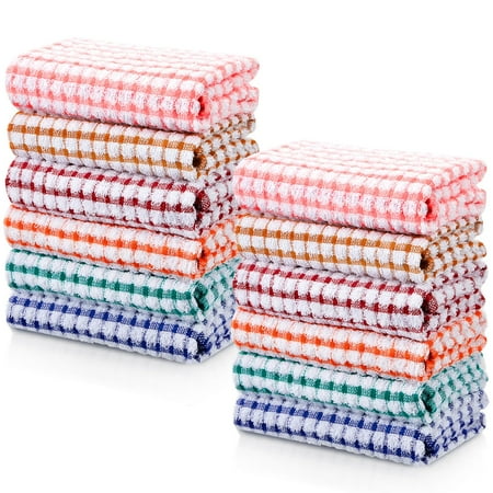 

Fanfanwin 12 Pcs Kitchen Dish Towels 16 x 25 Cotton Kitchen Towels Absorbent Dish Cloths 6 Colors for Kitchen Table Bar Everyday Cooking Baking C43
