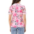 thumbnail image 3 of CAMISA CHIC PARA MUJER CON FLORES DE MANGA CORTA Y COLLAR PETER PAN DE ENCAGE, BLUSA CON BOTONES, ROSA BRILLANTE M, 3 of 6