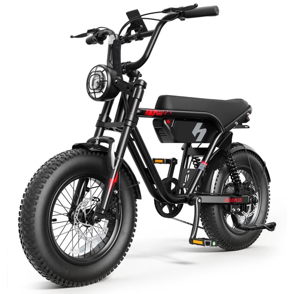 Actbest Blaze Plus Electric Bike for Adults, 16''x 4.0" Retro Fat Tire Ebike, Peak 750W 20-70 Miles 48V 15.6Ah Full Suspension, Fat Tire Electric Bicycle