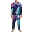 thumbnail image 3 of Honeii Starry Multicolored Wolf Pattern Mens Pajamas Set,2pcs Men's Lounge Long Sleeve Sleep Shirt and Pajama Bottoms Sleepwear Set,Mens Pjs Sets-XX-Large, 3 of 7