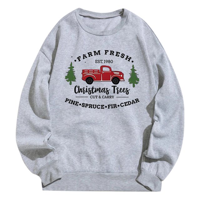 EHQJNJ Chandails en Molleton Courts pour Femmes Imprimé de Noël Décontracté à Manches Longues Col Rond Sweat à Capuche 2 Chandails en Molleton pour Femmes Graphique Tendance Automne