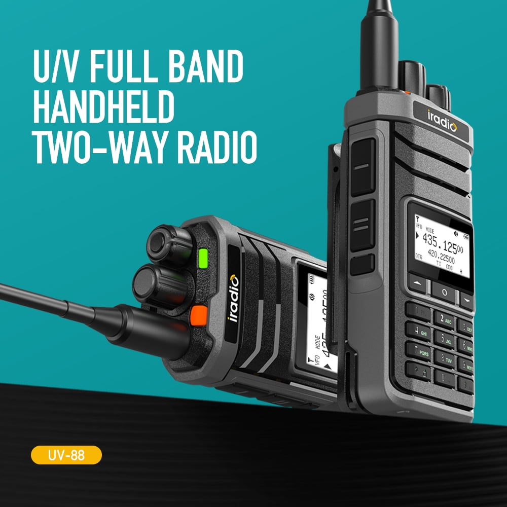 Iradio UV88 Walkie Talkie Two Way Radio Shortwave 2.3-26.1Mhz UV88 FM SW MW LW Radios Multi Band Type-C Reharger 1024 Channel