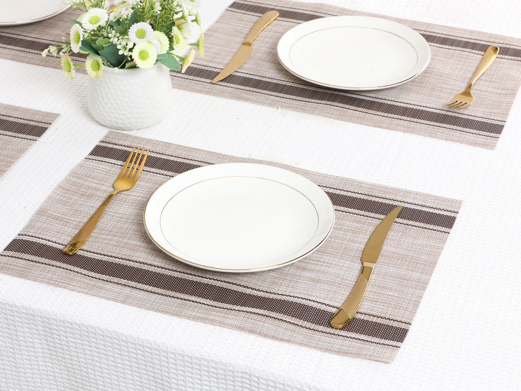 Unique Bargains Placemats Set of 6 Vinyl Placemats Coffee