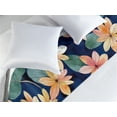 thumbnail image 2 of Floral Bed Runner, Watercolor Painting Effect Peachy Colored Flowers and Leaves Pattern, Decorative Accent Bedding Scarf for Hotels Homes & Guest Rooms, Queen, Navy Blue and Laurel Green, by Ambesonne, 2 of 3