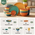 thumbnail image 2 of Homienly Plates and Bowls Sets, 40-Piece Unbreakable Wheat Straw Dinnerwave Sets for Kitchen, RV, Dorm, Lightweight Camping Dishes Set, Service for 8, Microwave and Dishwasher Safe Dish Sets (Multi), 2 of 9