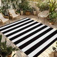 thumbnail image 2 of Outdoor Rug 3x5 ft Black White Stripes Outdoor Large Area Rug Non Slip Rubber Classic Vertical Striped Front Door Mat RV Rug Camping Carpet Patio Outdoor Rugs for Backyard Balcony Deck Porch Indoor, 2 of 9