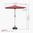 thumbnail image 5 of 4'x6' Rectangle Patio Umbrella with Crank and Tilt - UV Resistant Outdoor Market Umbrella, Brick Red, Aluminum Frame 6 Reinforced Ribs for Pool Deck Garden, 250g Polyester Fade-Resistant Canopy, 5 of 6
