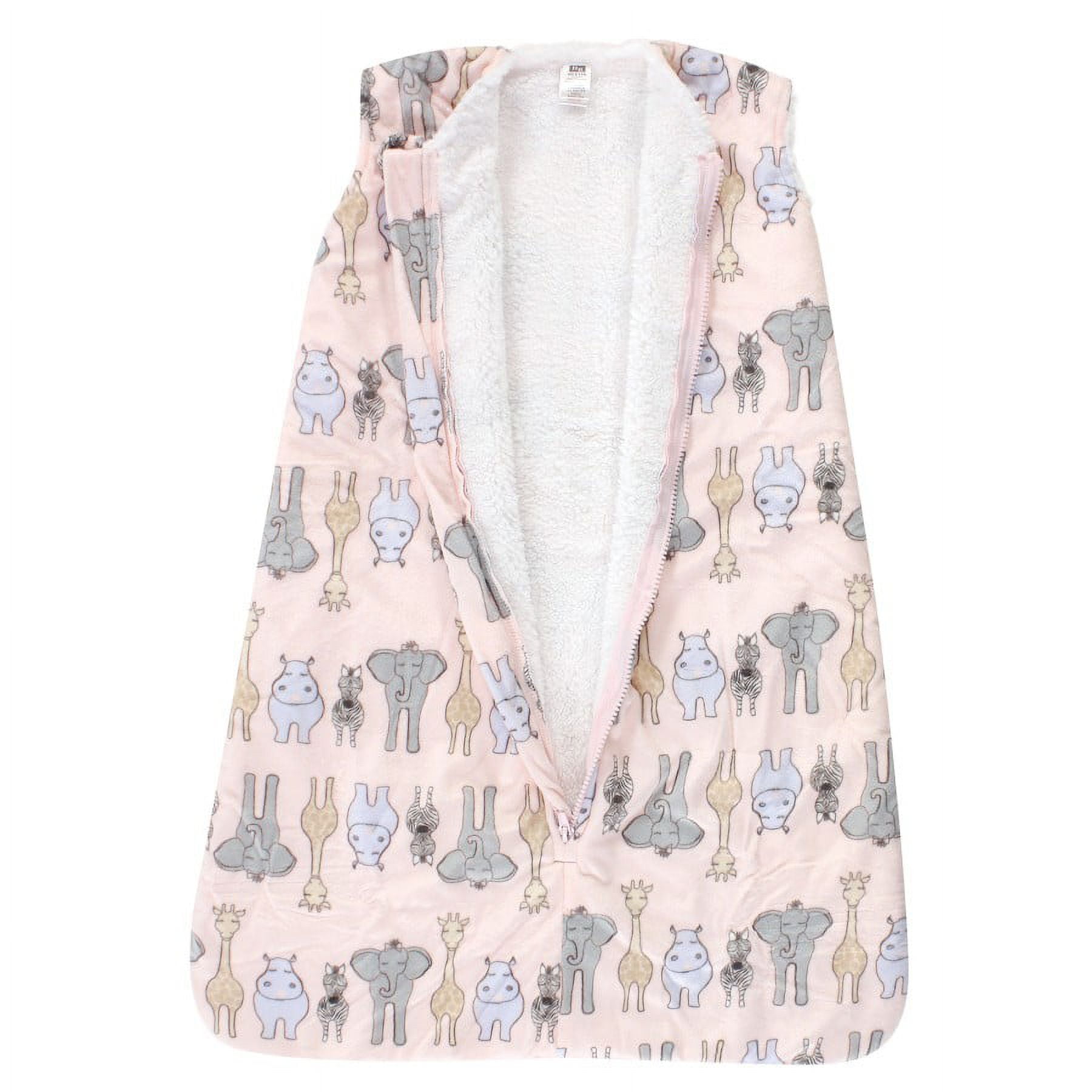 Hudson Baby Infant Girl Mink with Faux Shearling Inner Sleeping Bag, Sack, Blanket, Pink Safari, 12-18 Months