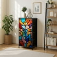 thumbnail image 7 of Dresser for Bedroom with 4 Storage Drawers Decorative Artistic Stained Glass Mosaic Lamp Dressers Chest of Drawers Steel Framed Fabric Closet Organizers for Entryway, 7 of 7