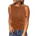 thumbnail image 3 of Up to 40% off! Kmdttou Women's Sleeveless Round Neck Solid Color Button-Up Top Fashion Layering Slim Trendy Cool Tops, 3 of 7