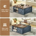 thumbnail image 4 of 31.5" Square Lift Top Coffee Table, Farmhouse Coffee Table with Ample Storage, Wood Center Table with Sliding Doors and Large Hidden Space for Living Room Home Office, Blue, 4 of 9
