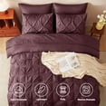thumbnail image 2 of Flymme Twin Comforter Set with Sheets Dusty Plum , 5 Pieces Pintuck Bed in a Bag for Teens Adult Microfiber Pinch Pleat Complete Bedding Set for All Season, 2 of 9
