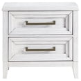 thumbnail image 2 of Leva Nightstand, 28 Inch, Distressed White Acacia Wood, 2 Drawers, 2 of 7