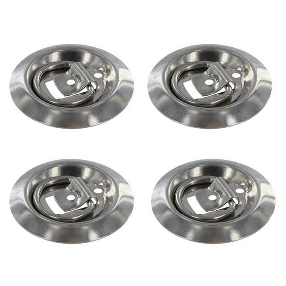 (4 pack) Stainless Steel Flush Mount D-Rings 800 lbs