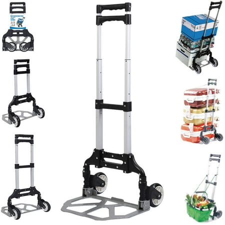 Zimtown Adjustable Luggage Cart, Folding Aluminium Hand Dolly Push Truck Trolley with