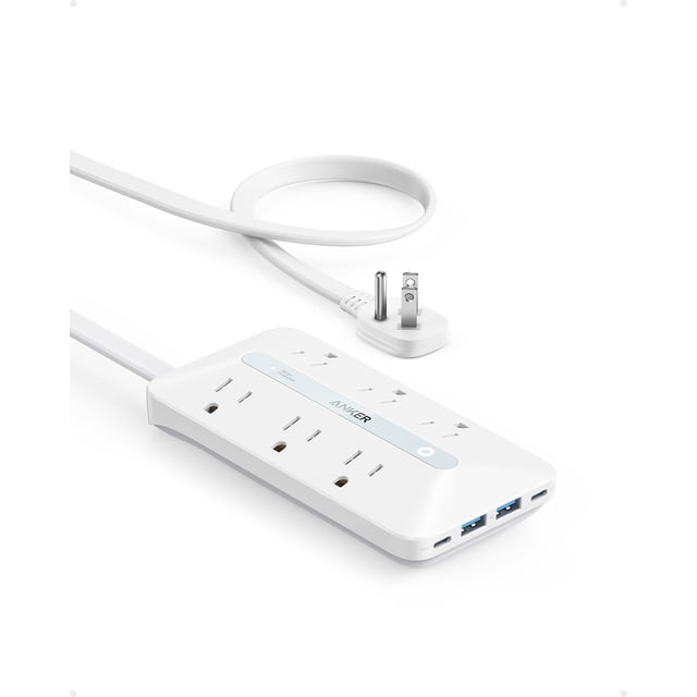 Regleta de enchufe plano 300J, Regleta USB C de Anker, Regleta ultrafina 10 en 1