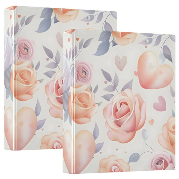 Hearts and Roses Hardcover 3 Ring Binder 1.5” Round Rings Letter Size Paper Pockets for School Office Supplies