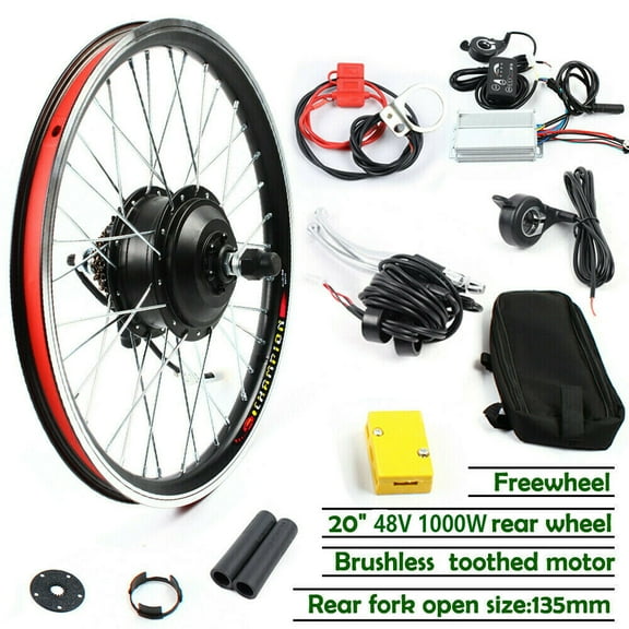 FETCOI 20" Front/Rear Wheel Hub Electric Bike Conversion Kit, 36V 250W/48V 1000W E-Bike Powerful Hub Motor Kit with SW-810LED Display Waterproof Wire Front/Rear Wheel Hub Assembly Motor Kit