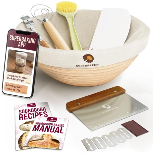 Cesta para Fermentar Pan Superbaking 23 cm Redonda Kit de Masa Madre