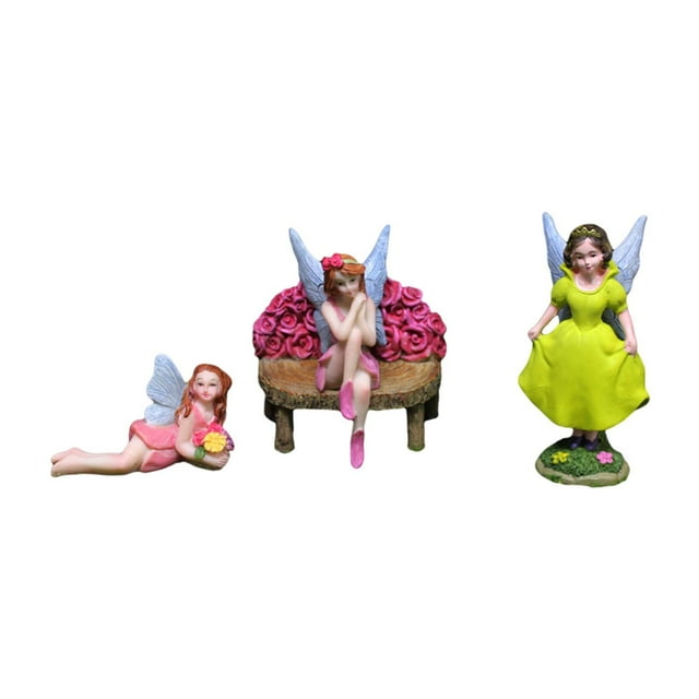 4x figuras en miniatura Accesorios de jardín de hadas Estatua Decoración de regalos Craft Landament para el balcón de la planta de flores del jardín