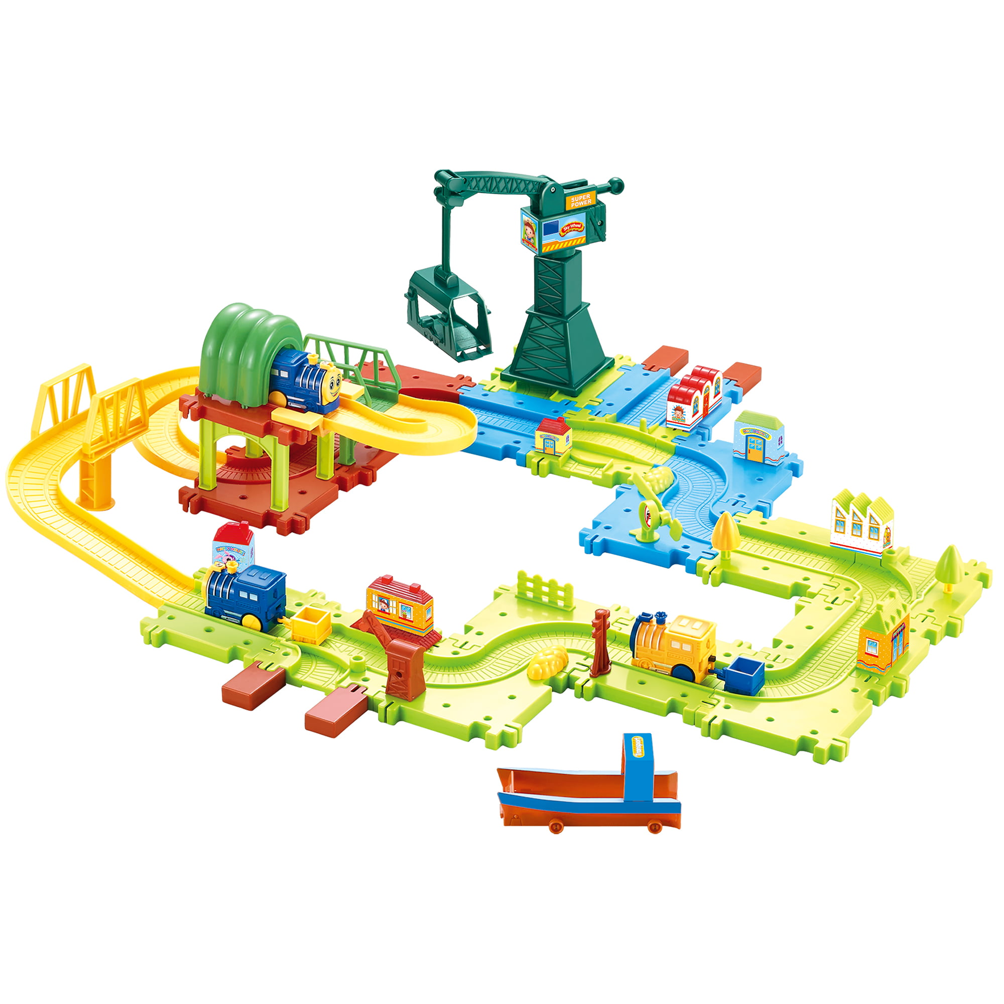 iLearn Toddler Train Set Toy w/ Lights & Sound for Boys Girls Kids Educational Preschool Learning Gift for 1 2 3 4 5 6 Year Old iPlay Baby Buildable Train Tracks Accessories w/ Building Blocks