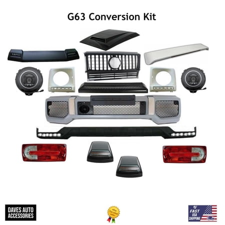 B-Style G63 G65 AMG Bumper Lower Lip Led Grille Scoop Roof Spoilers Tail Light