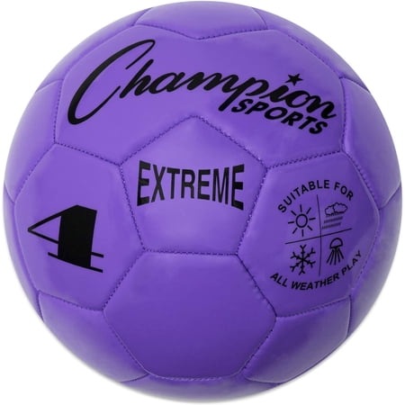 Champion Sports Extreme Series Soccer Ball Size 4 - Youth League All Weather Soft Touch Maximum Air Retention - Kick Balls for Kids 8-12 - Competitive and Recreational Futbol Games Purple