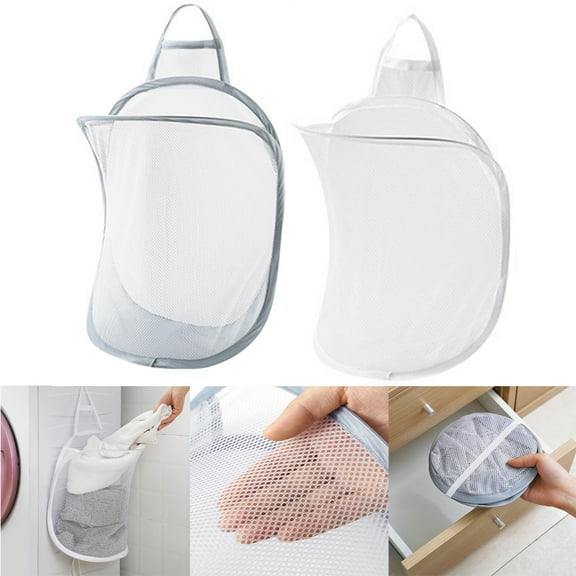 Zhaomeidaxi Hanging Pop Up Laundry Hamper, Foldable Pop-up Mesh Hamper Dirty Clothes Basket with Carry Handles