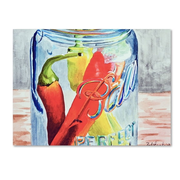 Trademark Fine Art "Ball Jar with 3 Peppers" Canvas Art by Jennifer Redstreake