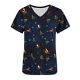 thumbnail image 4 of JINGWANGYHBD Fall Savings Womens Christmas Scrub Shirts Funny Print Nurse Uniform V-neck Short Sleeve Tops with2 Pockets Holiday Comfy Casual Uniforms, 4 of 5