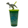 thumbnail image 1 of Vaso con Popote Jurassic World de Plástico Decoración en Tapa de Dinosaurio 3D Verde 440 ml, 1 of 4
